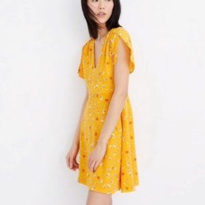 Madewell Silk Belladonna Dress Yellow Floral Sz 8